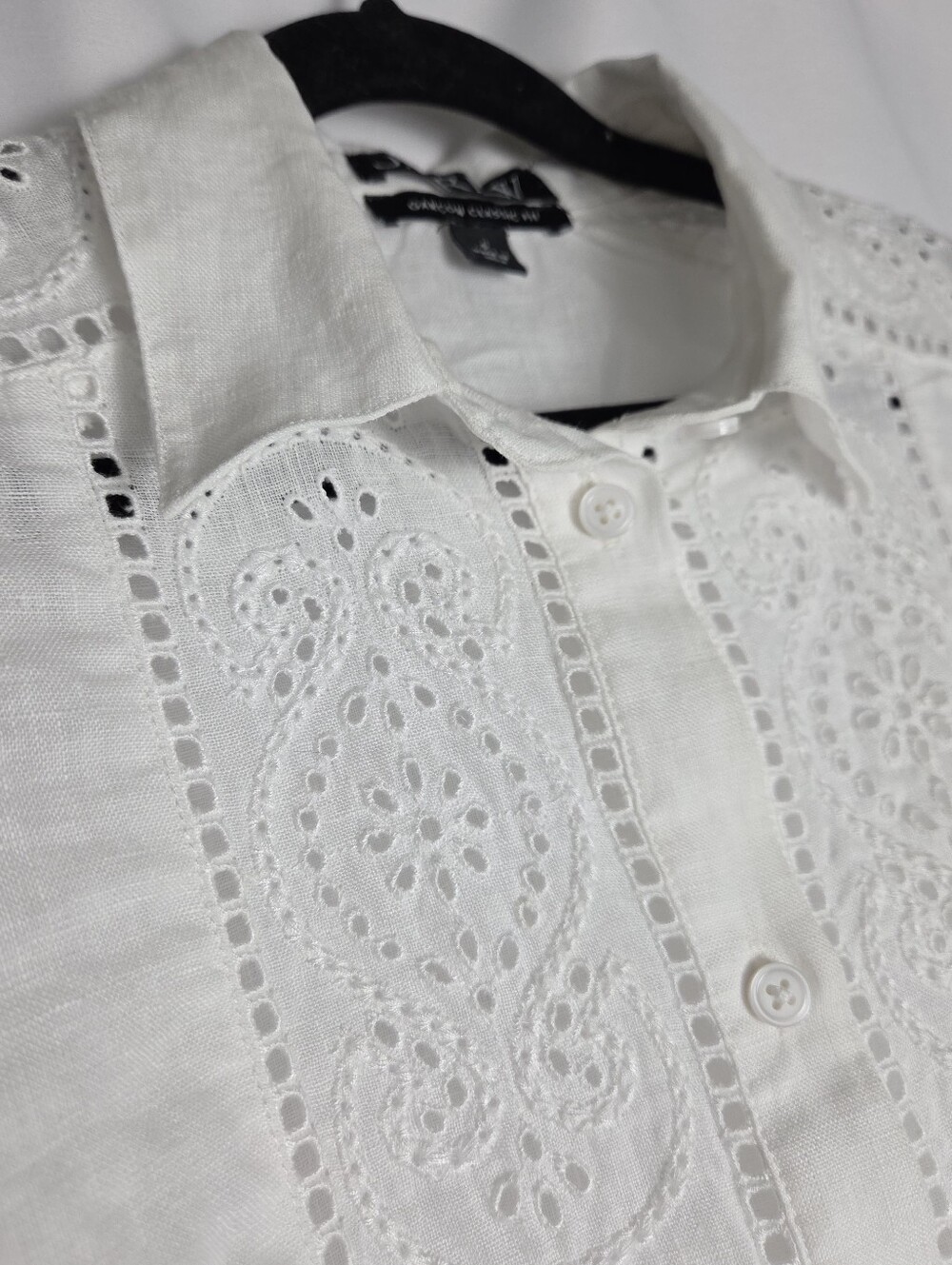 J.Crew Garcon Classic Shirt Women Eyelet Linen White - Size 0 - Picture 3 of 14